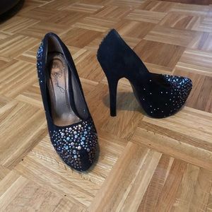 Sparkle suede heels